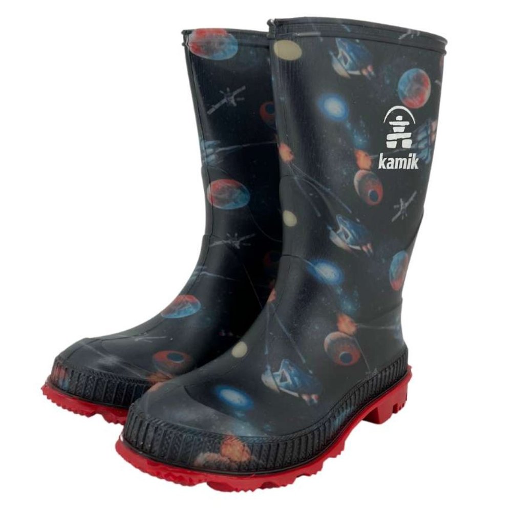 Kamik | Kid's StompSpace Rain Boots | Black | Size 13 (PM141)